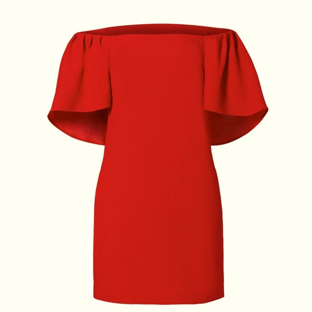 Trina Turk Off-Shoulder Mini Dress Red Draped Back
